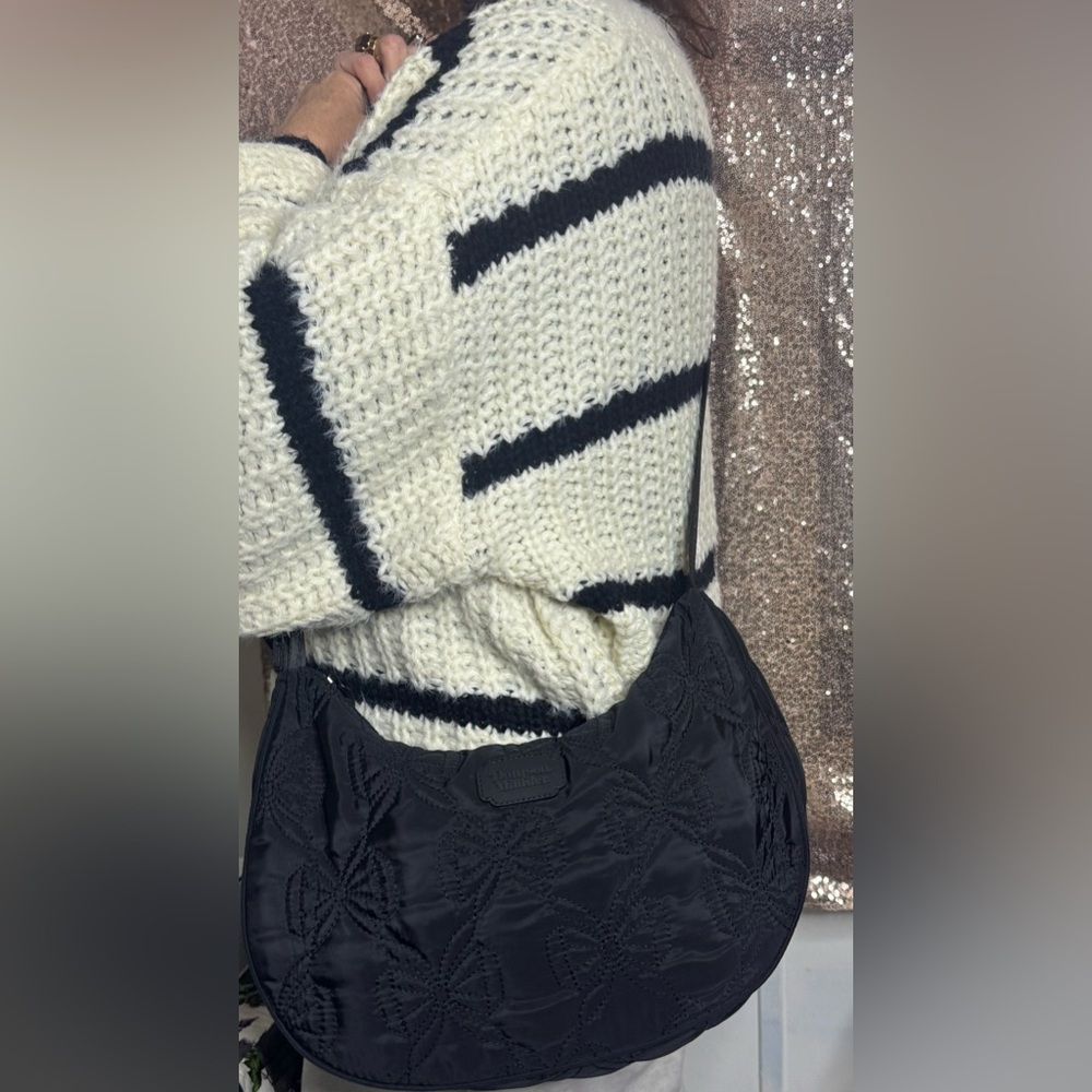 Damson Madder Crescent Bow-embroidered Satin Shoulder Bag - Picture 8 of 9